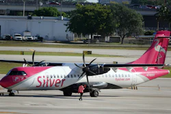 A Silver Airways turboprop is seen on the tarmac at Fort Lauderdale-Hollywood International Airport on Wednesday, May 14, 2025, in Fort Lauderdale, Fla.