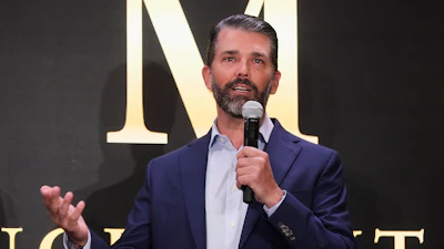 Donald Trump Jr. participates in the announcement of Trump Mobile, in New York's Trump Tower, Monday, June 16, 2025.