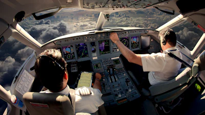 Flight deck of an airplane.