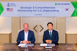 Hannae Choi, Vice President and Head of Corporate Planning Division at HD Korea Shipbuilding & Offshore Engineering (right), and Dino Chouest, Executive Vice President of ECO.