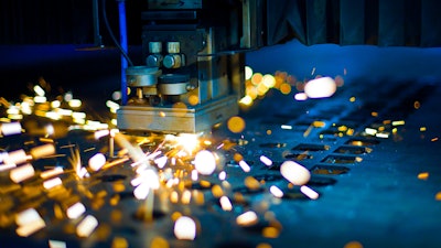 Laser cutting as part of aerospace manufacturing processes.