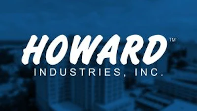 Howard Industries corporate logo over Mississippi skyline.