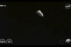 This image provided by NASA and Axiom Space shows a SpaceX capsule undocking from the International Space Station, Monday July 14, 2025, targeting a splashdown in the Pacific, carrying visiting crew Axiom Space's Peggy Whitson, Hungary's Tibor Kapu, India's Shubhanshu Shukla and Poland's Slawosz Uznanski-Wisniewski.