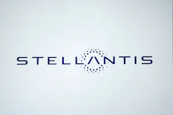 A Stellantis logo is shown at the North American International Auto Show in Detroit, Sept. 13, 2023.