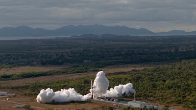 In this photo provided by Gilmour Space Technologies an Eris rocket is launched on Wednesday, July 30, 2025, near Bowen, Australia.