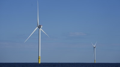 Offshore wind turbines of South Fork Wind operate off the coast of Block Island, R.I., Oct. 9, 2024.