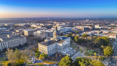 Aerial View of Downtown Columbia, South Carolina.