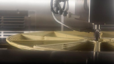 A view inside a JuggerBot 3D printer at MDF, where ORNL and JuggerBot 3D are advancing large-format additive manufacturing technologies for next-generation production workflows.