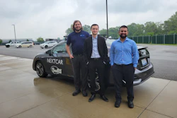 SwRI engineers — including (left to right) Robert Harold, Stas Gankov and Piyush Bhagdikar —demonstrated SwRI’s NEXTCAR vehicle at the June 5, 2025, ARPA-E Field Day event at the American Center for Mobility in Ypsilanti Township, Michigan.