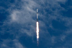 A SpaceX Falcon 9 rocket, carrying a Dragon capsule with a U.S.-Japanese-Russian crew of four, lifts off from Kennedy Space Center's Launch Pad 39-A in Cape Canaveral , Fla., on Friday, Aug. 1, 2025.