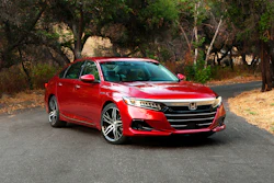 This photo provided by Honda shows the 2022 Accord Hybrid, a midsize sedan available used for less than $25,000 and with EPA-estimated fuel economy exceeding 40 mpg.