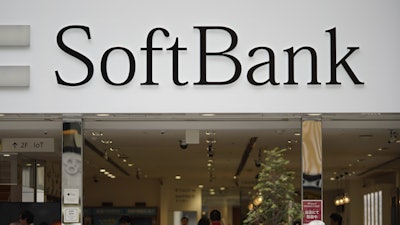 The logo of Japanese mobile provider SoftBank is seen at its shop in Tokyo on June 14, 2018.