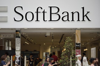 The logo of Japanese mobile provider SoftBank is seen at its shop in Tokyo on June 14, 2018.