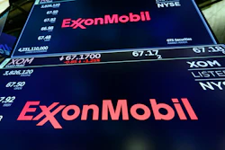 The ExxonMobil logo appears above a trading post on the floor of the New York Stock Exchange, Oct. 8, 2019.
