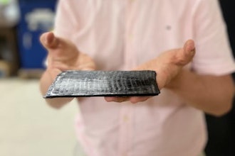 Dr. Mohammad Naraghi showcasing ATSP, the carbon-fiber smart plastic.