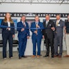 Mississippi Governor Tate Reeves, Tom Jones, corporate vice president and president, Aeronautics Systems, Northrop Grumman and representatives from the state of Mississippi and NEMCC cut the ribbon on Northrop Grumman Aerospace Lab.