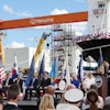 Dong Kwan Kim, Vice Chairman of Hanwha Group, delivers welcome speech at the ship naming ceremony held at Hanwha Philly Shipyard.
