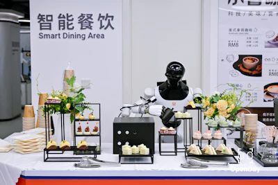 Robotic server at Smart Dining Area inside RealMan's facility.