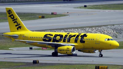 A Spirit Airlines 319 Airbus taxis at Manchester Boston Regional Airport, Friday, June 2, 2023, in Manchester, N.H.