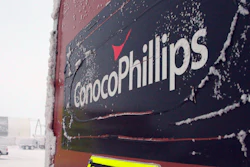 An ice-covered ConocoPhillips sign is displayed at the Colville-Delta 5, more commonly known as CD5, drilling site on Alaska's North Slope, Feb. 9, 2016.