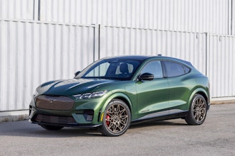 This photo provided by Ford shows the 2025 Mustang Mach-E GT. This electric SUV backs up its Mustang name with 480 horsepower, a sport-tuned suspension, and more.