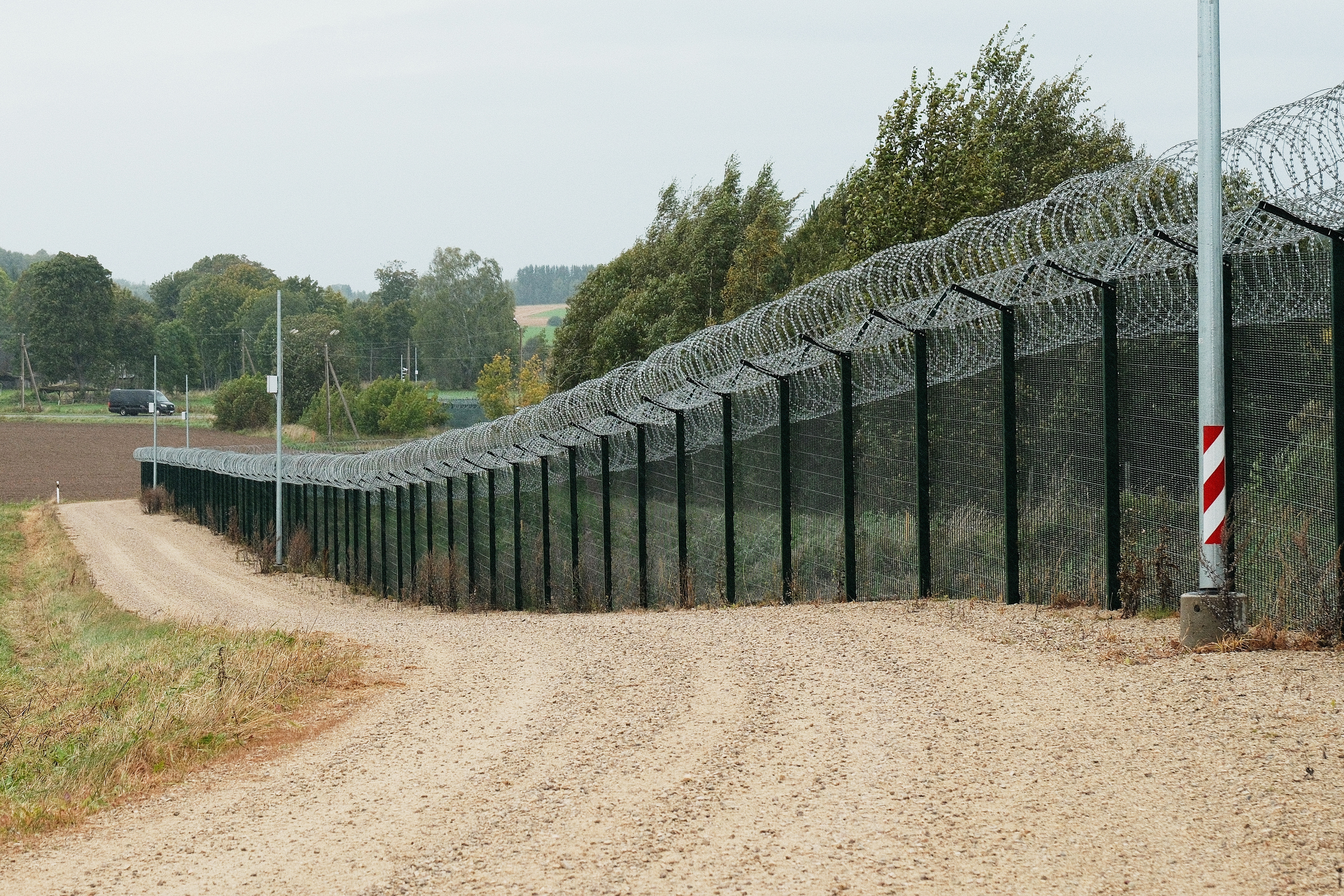A border fence between Estonia and Russia is seen near Vinski, Estonia, Monday, Sept. 15, 2025.