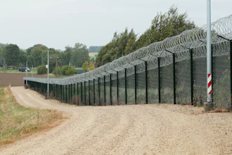 A border fence between Estonia and Russia is seen near Vinski, Estonia, Monday, Sept. 15, 2025.