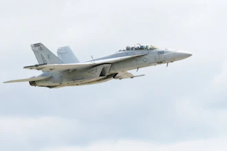 An upgraded SLM F/A-18 Super Hornet departs St. Louis heading back to the U.S. Navy fleet.