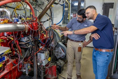 SwRI Research Engineer Abdullah Bajwa (pictured left), and SwRI Lead Engineer Vickey Kalaskar (pictured right) collaborating in the university’s Klesse College of Engineering and Integrated Design, on the project.