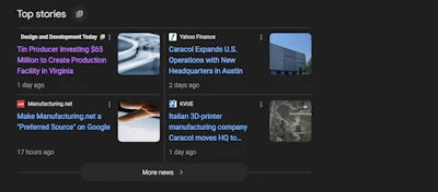 Google News top stories interface