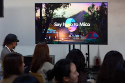 A video animation shows a Copilot Appearance avatar called Mico, floating around an abstract environment during a presentation at Microsoft's Fall 2025 Copilot Sessions event on Wednesday, Oct. 22, 2025, in Los Angeles.