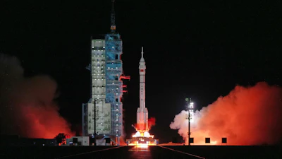 China's Long March 2F rocket, carrying three astronauts for the Shenzhou 21 manned space mission, blasts off at the Jiuquan Satellite Launch Center in Jiuquan, northwestern China, Friday, Oct. 31, 2025.