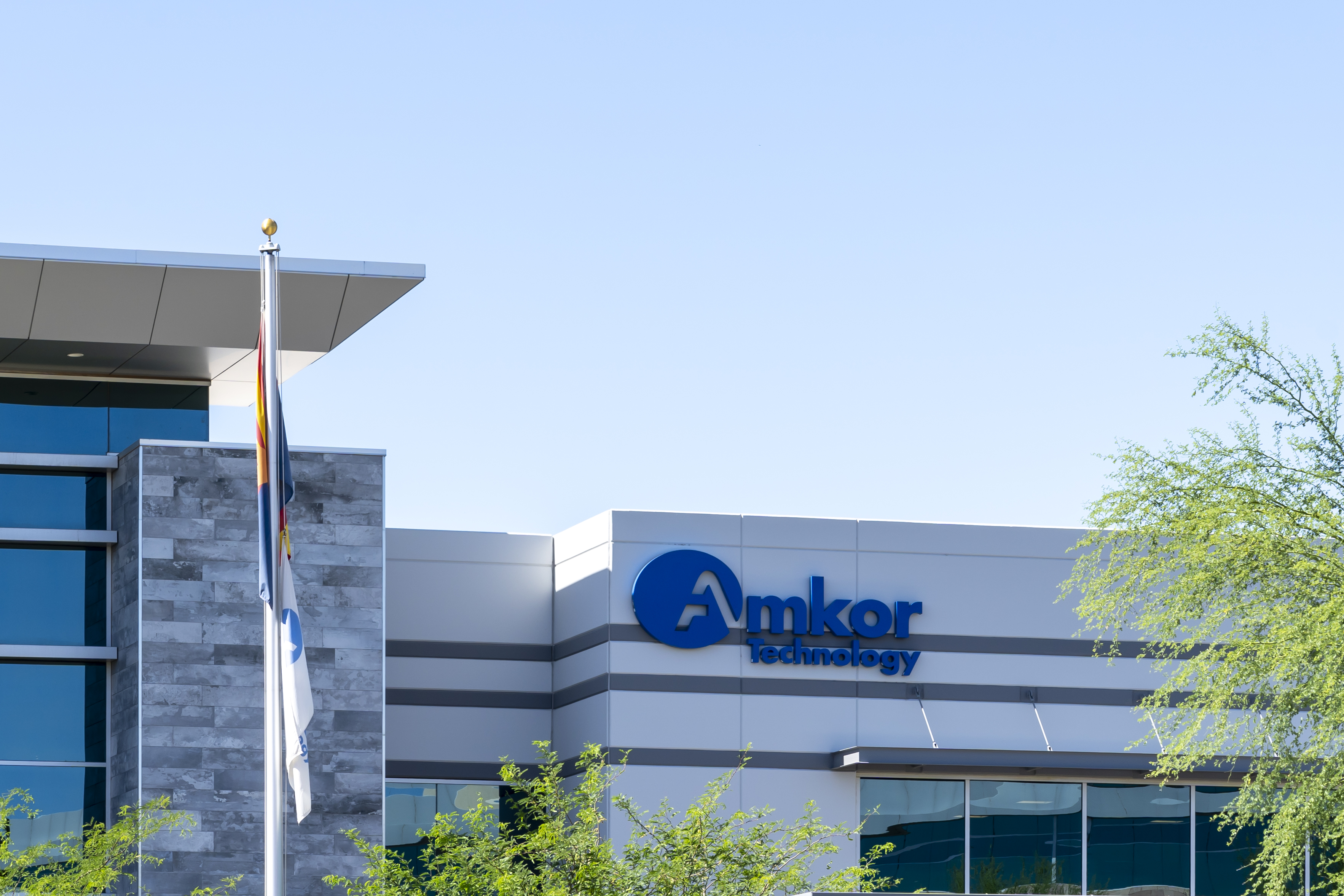 The Amkor Technology headquarters in Tempe, Arizona in May 2023.