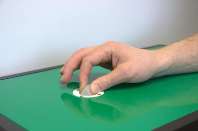 The silicone dome of the test rig became a template for a deformable sculpting mouse.