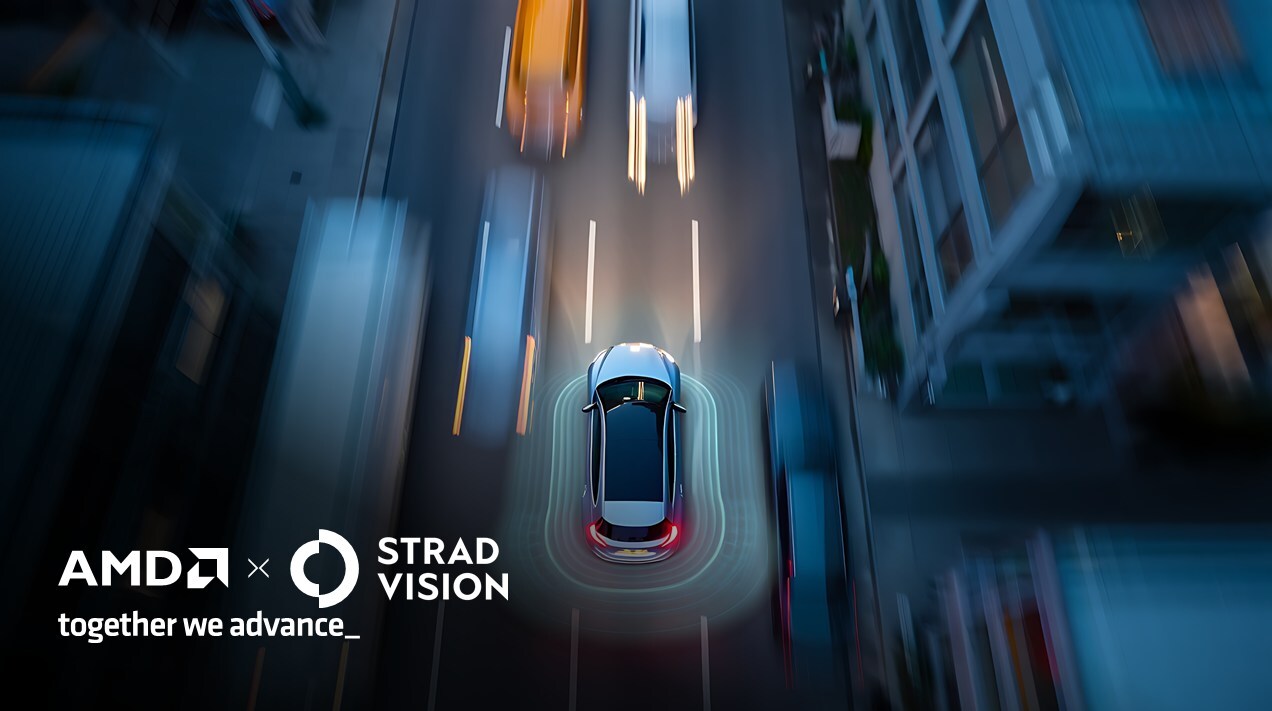 Stradvision, AMD partnership graphic.