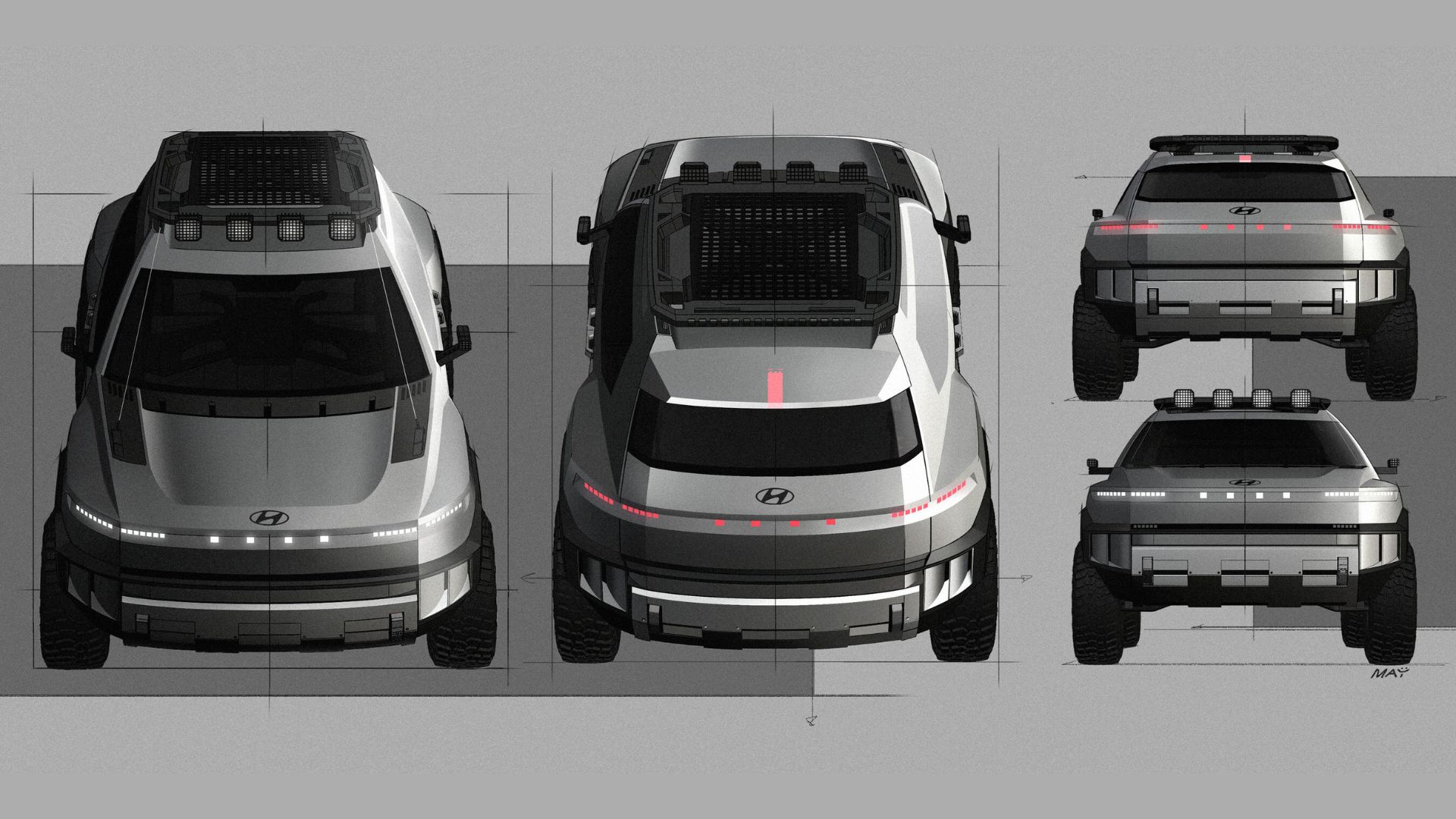 Hyundai released these teaser sketches of the CRATER Concept today, ahead of its AutoMobility LA 2025 media day debut on Nov. 20, 2025.