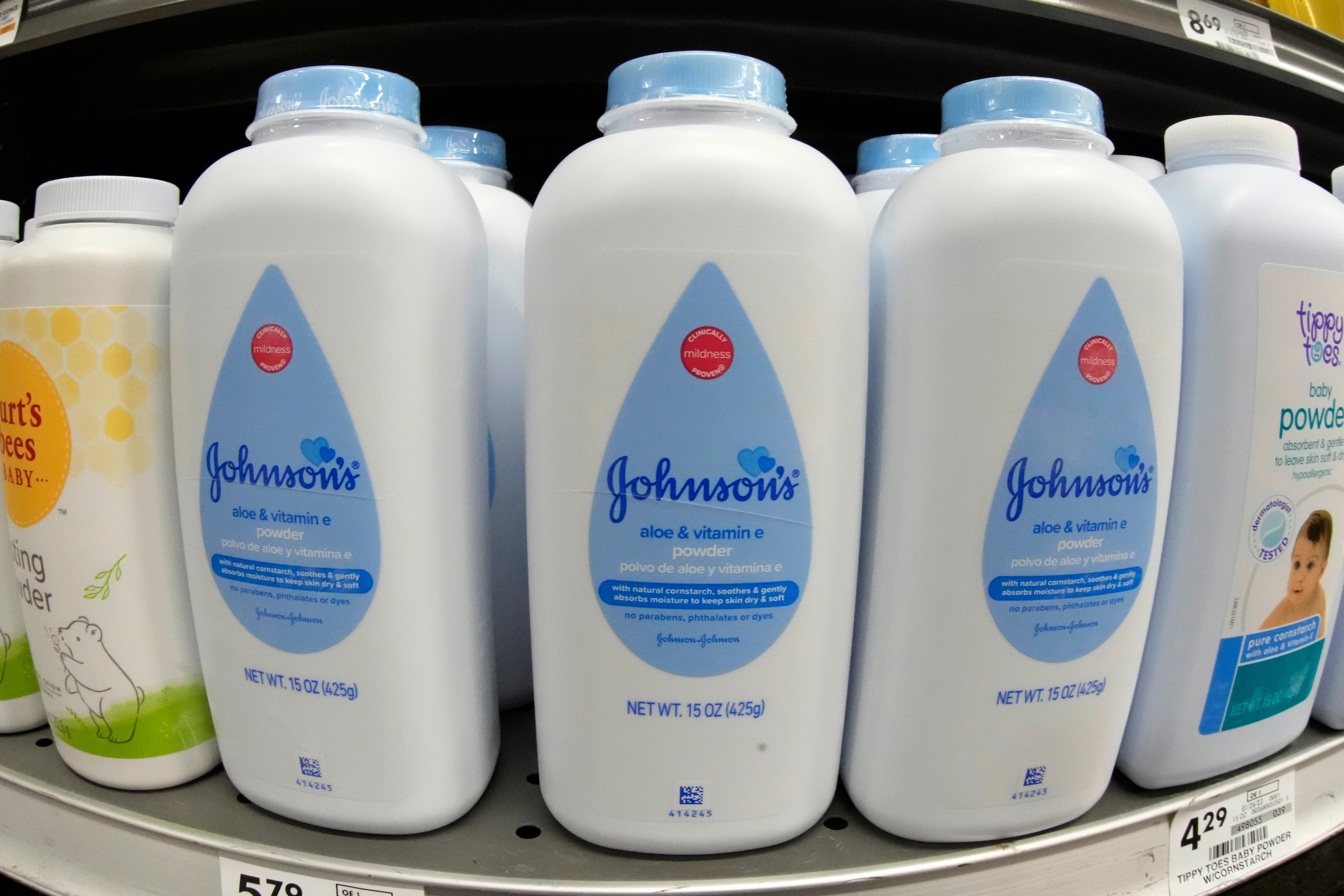 Johnson's baby powder on display at a market in Pittsburgh, Jan. 26, 2023.