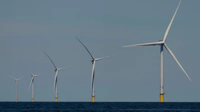 Wind turbines operate at Vineyard Wind 1 offshore wind farm off the coast of Massachusetts, July 19, 2025.