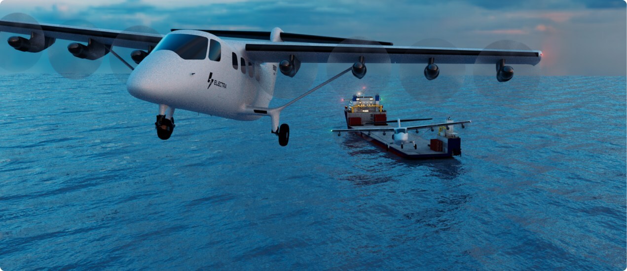 The Electra EL9s launching from a barge.