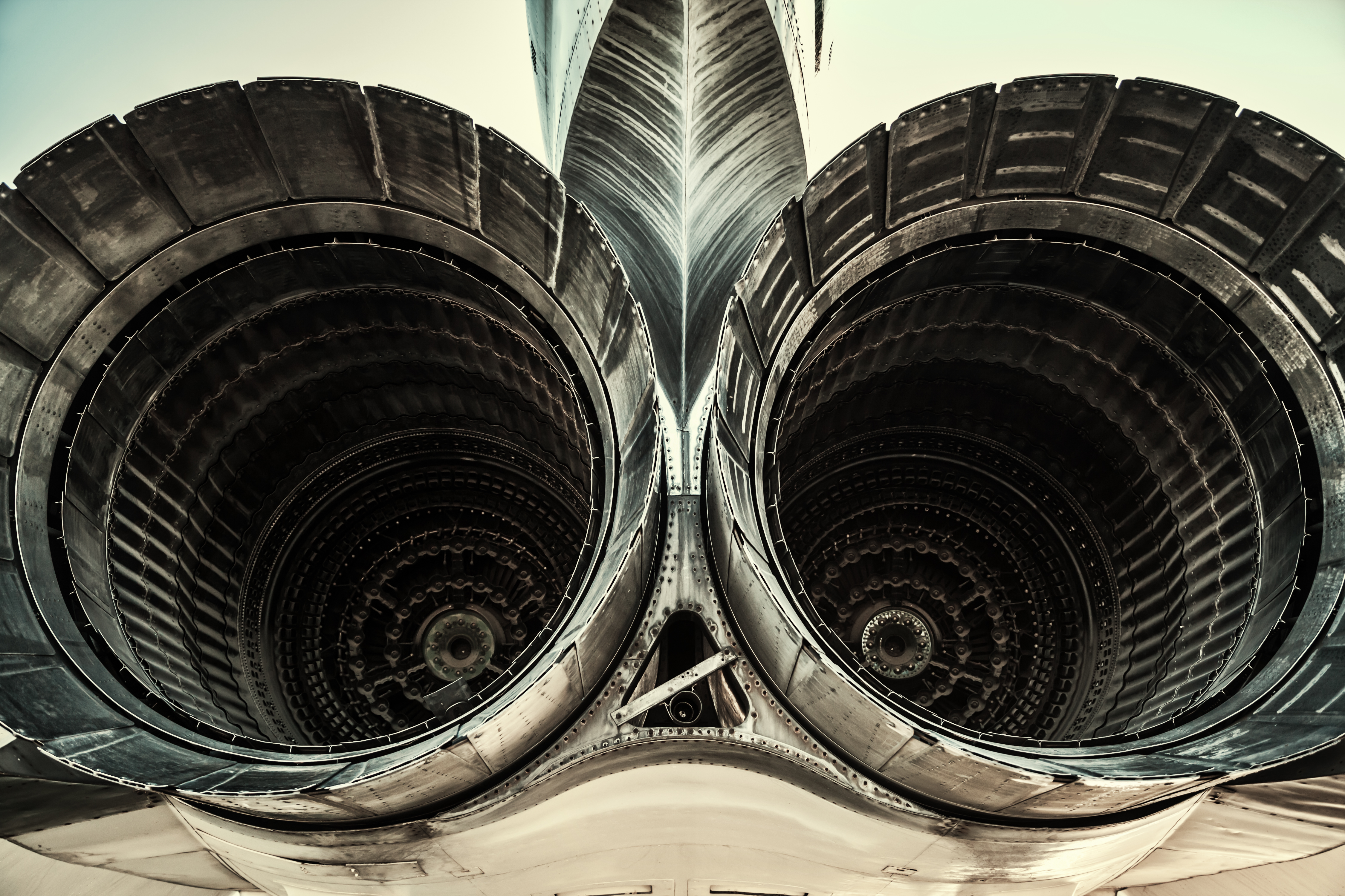 Two tail engines of jet.