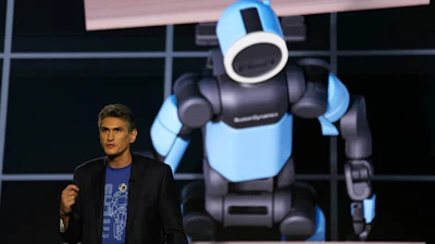 Vice president and general manager of Atlas at Boston Dynamics, Zachary Jackowski, talks during a Hyundai and Boston Dynamics news conference ahead of the CES tech show, Monday, Jan. 5, 2026, in Las Vegas.