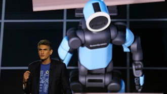 Vice president and general manager of Atlas at Boston Dynamics, Zachary Jackowski, talks during a Hyundai and Boston Dynamics news conference ahead of the CES tech show, Monday, Jan. 5, 2026, in Las Vegas.