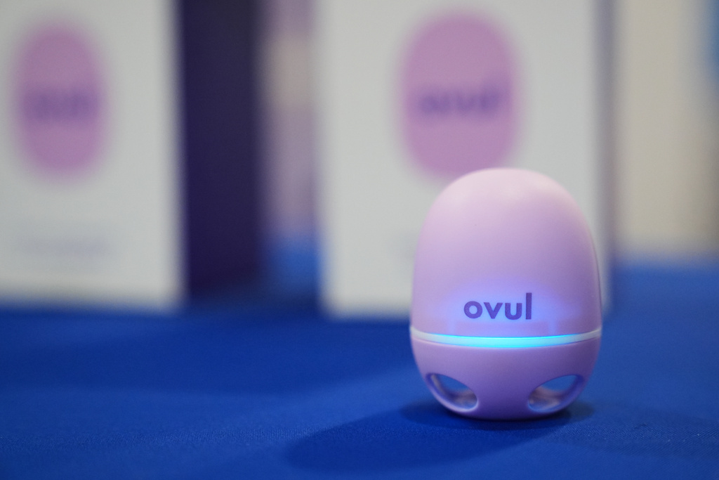 An Ovul device is seen on display during the CES tech show Wednesday, Jan. 7, 2026, in Las Vegas.