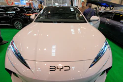 A BYD electric car is on display at the Essen Motor Show in Essen, Germany, Thursday Dec. 4, 2025.