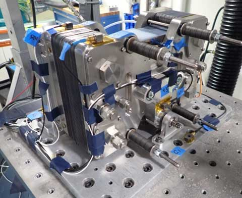The Nimbus Power Systems Fuel Cell on a shaker table.