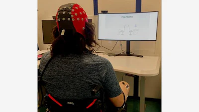 Signals from an EEG monitoring device could be used to send brain signals to a spinal cord stimulator, helping paralyzed patients control their limbs more effectively.