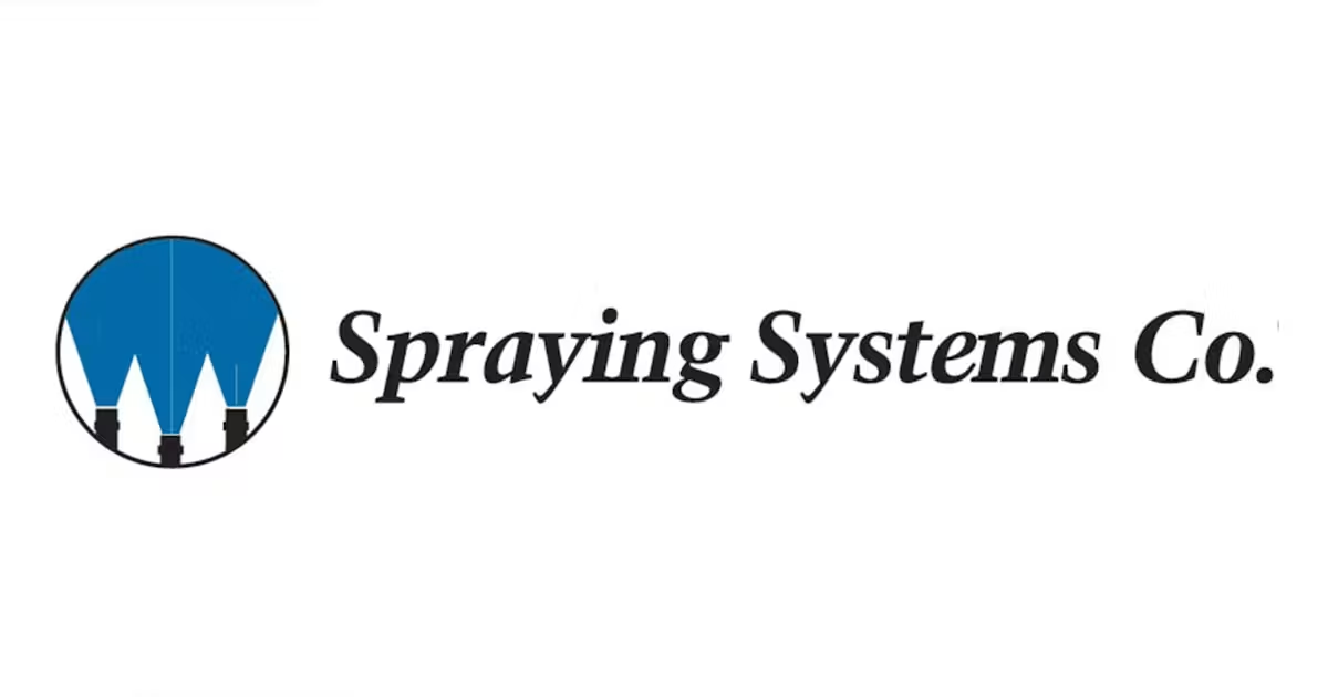 Spraying Systems Co. logo with blue circular icon and spray nozzle symbols