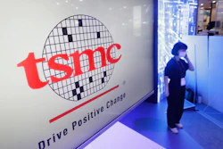This photo shows the logo of TSMC (Taiwan Semiconductor Manufacturing Company) during the Taiwan Innotech Expo at the World Trade Center in Taipei, Taiwan, Oct. 14, 2022.