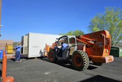 A trailer containing a small water reclamation system.