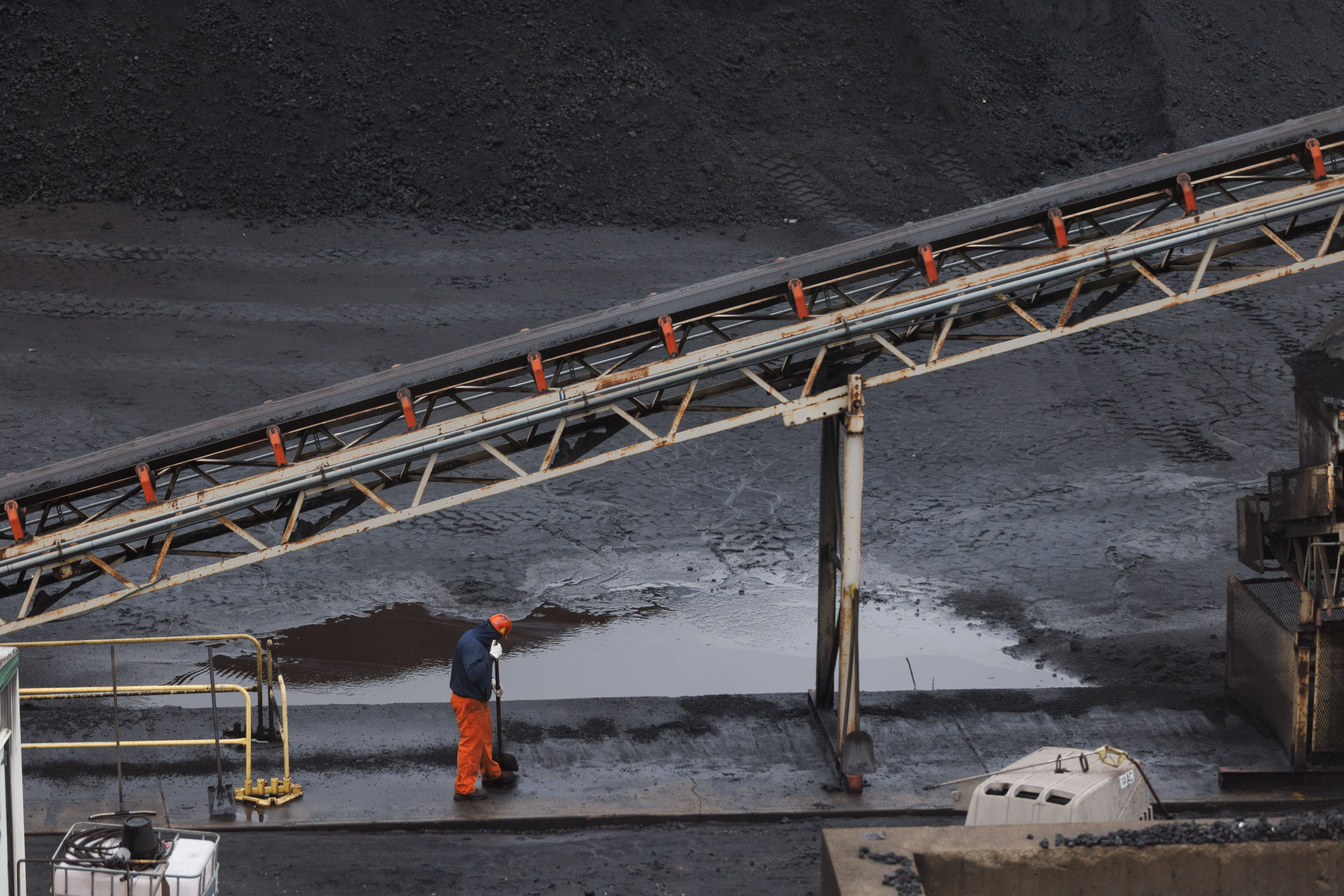 A worker in the coal fields at U.S. Steel's Clairton Coke Works in Clairton, Pa., on Wednesday, Nov. 19, 2025.